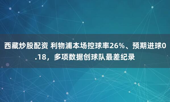 西藏炒股配资 利物浦本场控球率26%、预期进球0.18，多项数据创球队最差纪录
